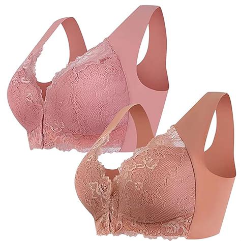 Lisbinx Womens Plus Size Bra 2PC Set Large Front Button Sexy Lace Bra