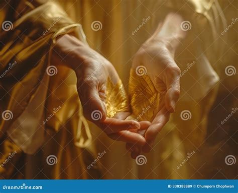 Reverent Hands Uplifted in Solemn Gesture Offering the Sacred Eucharist ...