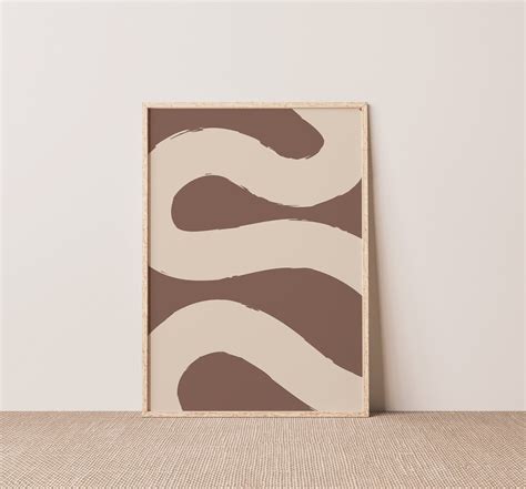 Wavy Lines Printable Wall Art, Abstract Lines Wall Art, Brown and Beige ...