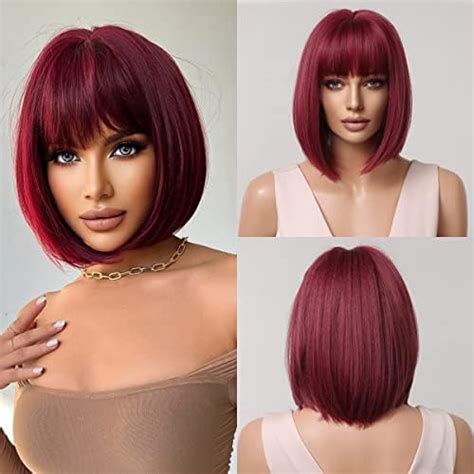 Amazon.com : Jutyon Wine Red Bob Wigs for Women, 12 inch Short Red Bob ...