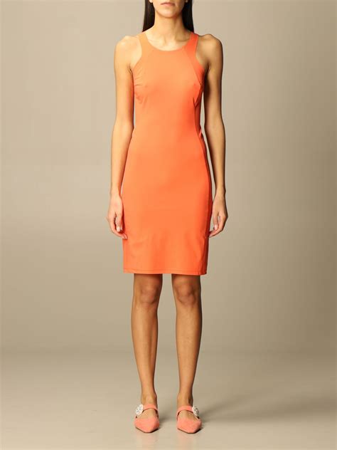 PATRIZIA PEPE: short dress in technical fabric - Coral | Patrizia Pepe ...
