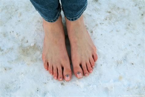 Chilly Feet - girls barefoot on snow