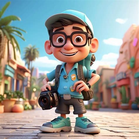 A cartoon photographer with his camera | Premium AI-generated image
