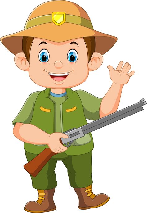 Cartoon hunter with shotgun on white background 26317401 Vector Art at ...