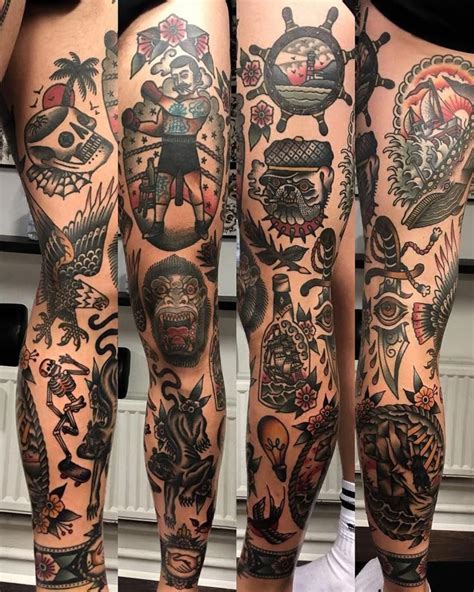 leg tattoo traditional tattoo leg sleeve traditional tattoo design