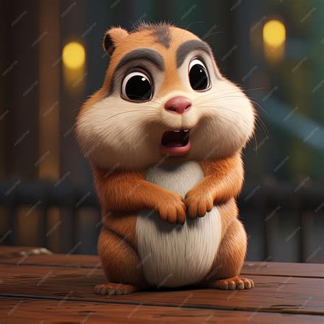 Premium AI Image | Chubby brown chipmunk cute Cartoon illustration 3d