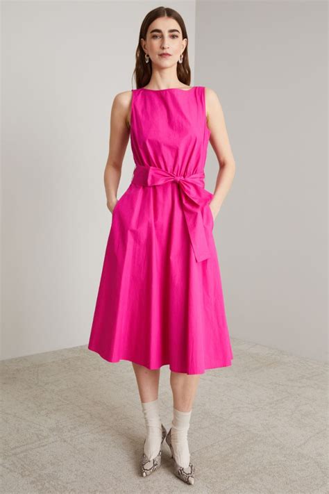 Poplin dress, fuchsia | Intrend
