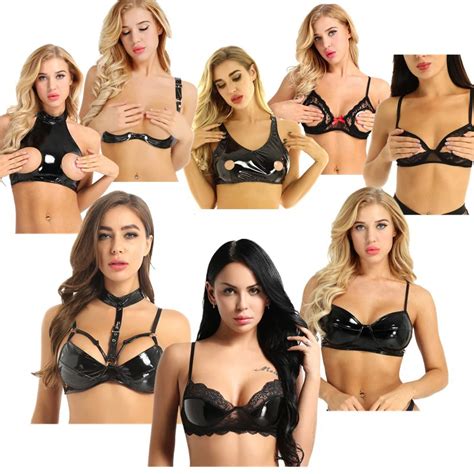 Womens Sexy Sheer Lace Floral Lingerie Nipple Split Bralette Wire-free Unlined Triangle Open