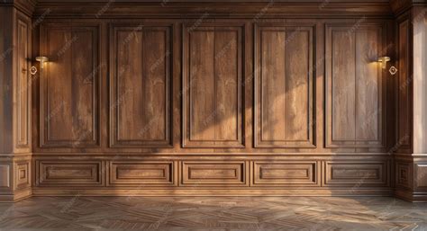 premium photo wood panel wall classic luxury room  walnut