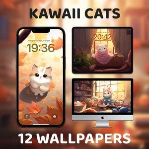 Kawaii Cat Wallpapers Anime Aesthetic Cute Cozy Feeling - Etsy