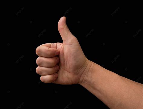 thumb  hand isolated  black background  approval good photo