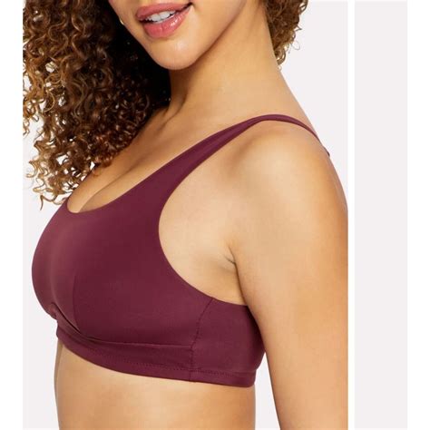 Fabletics Fabletics Babe Burgundy Shaping Swimsuit Square Neck bikini