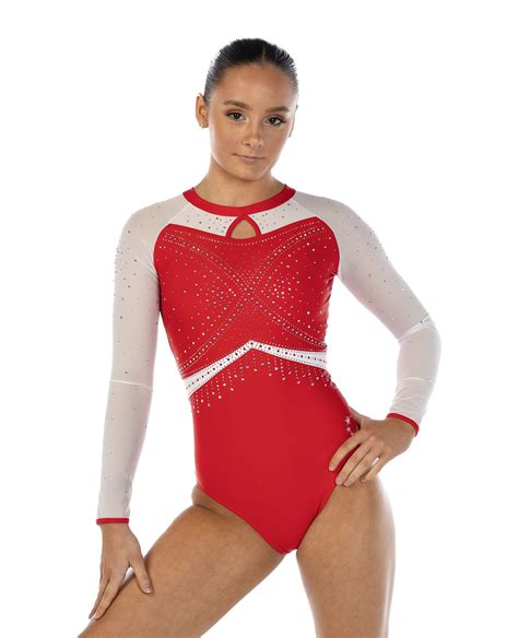 Rhian Long Sleeve Leotard – Red Lycra - Little Stars Leotards