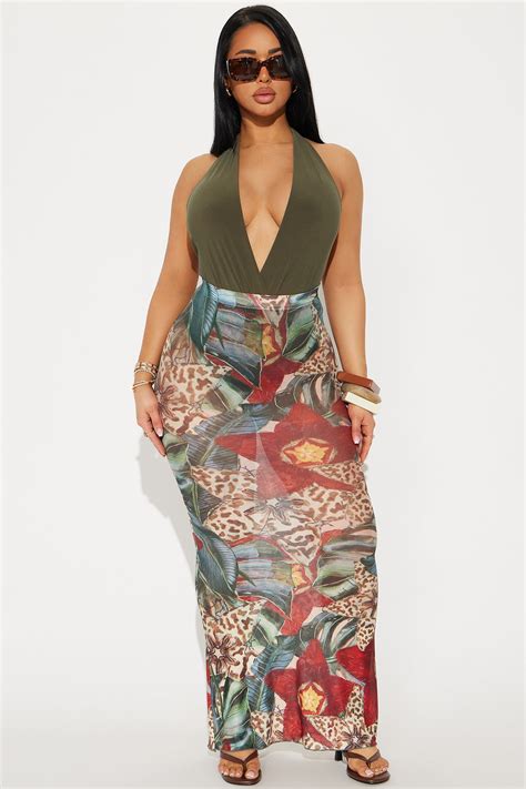 Esther Surplice Halter Bodysuit - Olive | Fashion Nova