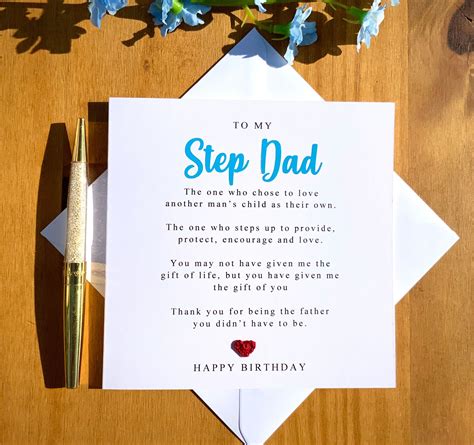 Step Dad Card, Sentimental Card for Step Dad, Poem Card for Step Dad