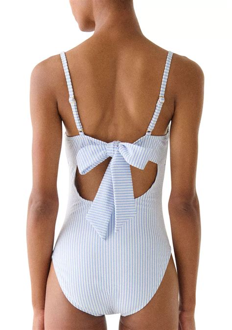 kate spade new york® Tidal Stripe Bow Back Underwire One Piece Swimsuit
