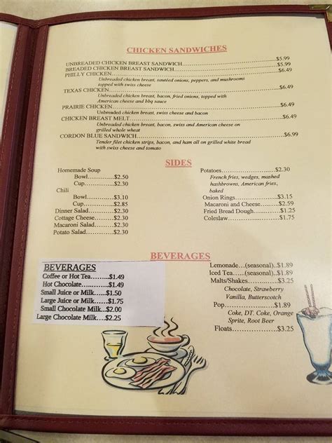Menu at Prairie Inn restaurant, Carrington, 312 Hwy 281 NE