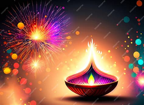 Premium AI Image | Diwali lamp background with colorful