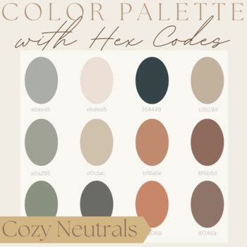 Cozy Neutrals Color Palette with Hex Codes and Instructions | TPT