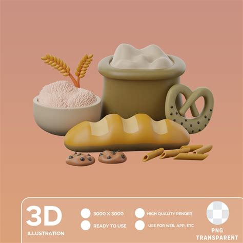 Premium PSD | Psd carbohydrates 3d illustration