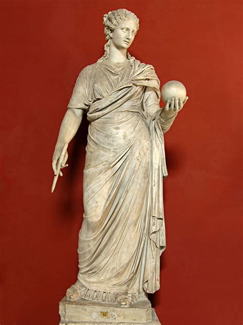 Female figure restored as the Muse Urania, Roman statue (marble), copy ...