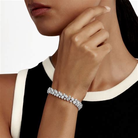Emerald Cut And Round Diamond Bracelet, PLATINUM - Graff