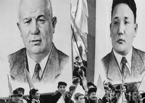 Portraits of Kruschev and Tsedenbal in a rally. | Mongolian people ...