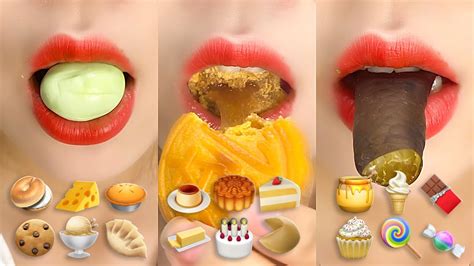 💋 ASMR Satisfying Eating EMOJI FOOD 이모티콘 먹방 eating sounds Mukbang by ...