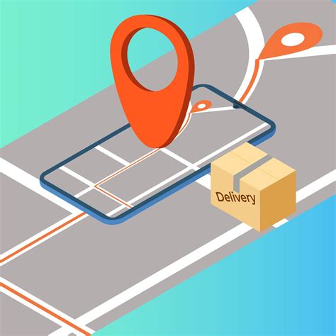 Delivery.Isometric image of the smartphone and the delivery box.The