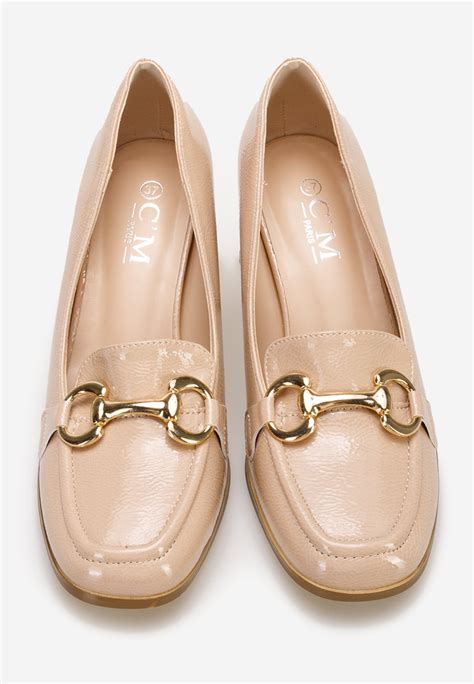 Дамски мокасини на ток Velosa бежов Zapatos
