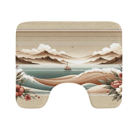 Dakota Fields Nautical Toilet Mat U-Shape Bathroom Rug 20" Tan Sepia