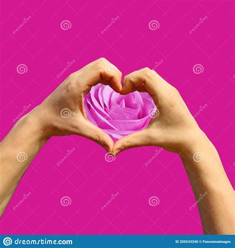 Happy Valentine`s Day Background. Hand Shaped Heart Stock Photo - Image ...