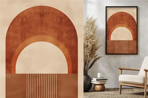 terracotta abstract wall art  poster illustration par sprout mockups