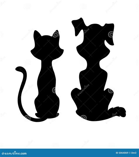 силуэт собаки кота иллюстрация вектора. иллюстрации насчитывающей кот ...