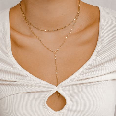 Flattened Chain Link Y Necklace Gold – Hey Happiness