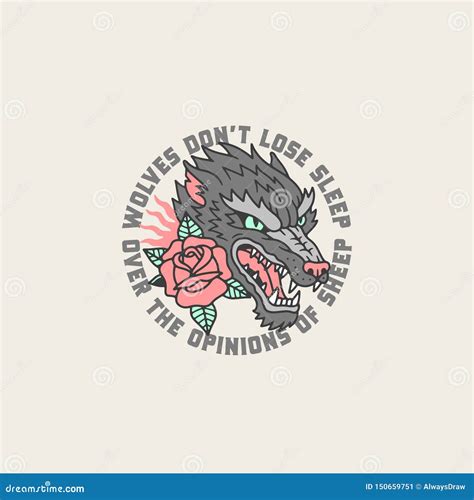 WOLVES DON`T LOSE SLEEP OVER the OPINIONS of SHEEP COLOR GREY Stock