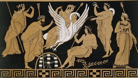 19th Century Greek Vase Illustration of Zeus Abducting Leda in the form