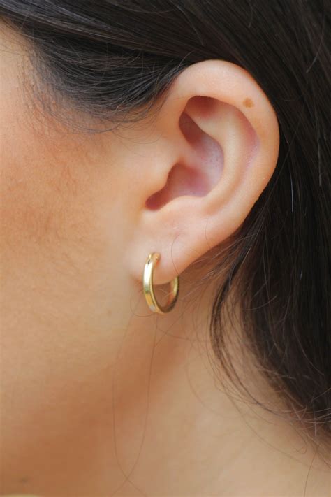 14k Gold Hoop Earrings With Pearl Drop