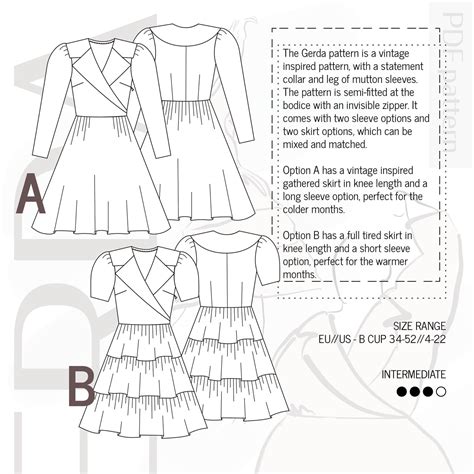 Gerda Big Collar Wrap Dress Digital PDF Sewing Pattern // EU - Etsy