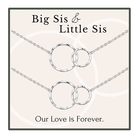 HOPE LOVE SHINE Big Sister Little Sister Necklace 2 Circles Gold