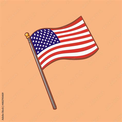 Hand drawn cartoon illustration of American flag Stock Vector | Adobe Stock