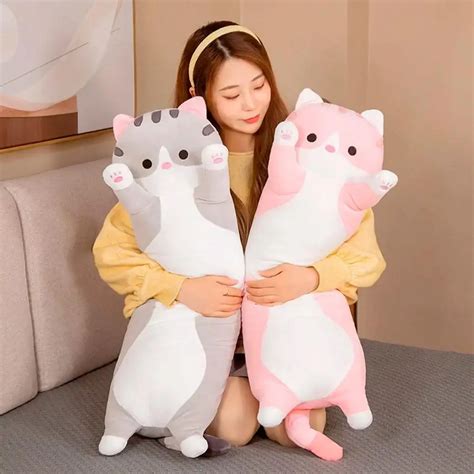 Длинная Мягкая Игрушка Подушка Кот Батон Обнимашка Розовый.Топ! .Хит ...