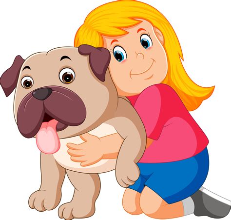 little girl is hugging dog 13799330 Vector Art at Vecteezy