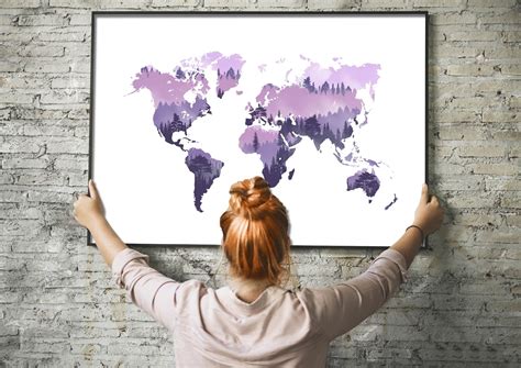 Purple Forest World Map Map of the world Geography Poster | Etsy