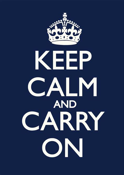 Keep Calm and Carry On Navy Blue & Old White Poster