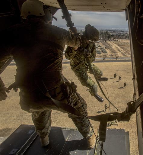 Japanese Army Soldiers fast rope from V-22 Osprey [3545 x 3840] : r