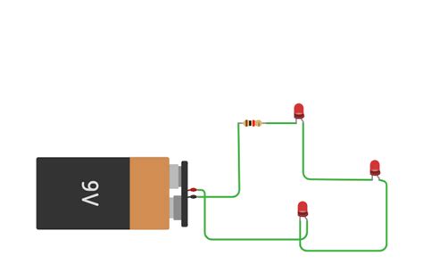 Circuit design Un circuito en serie con 3 LED. | Tinkercad