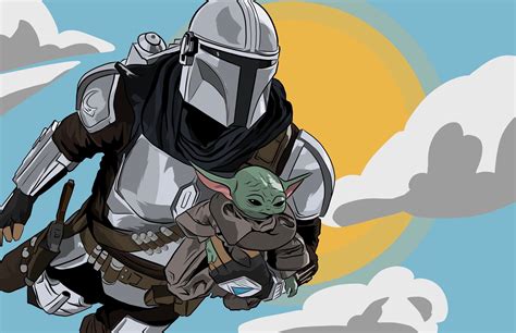 The Mandalorian and Grogu Digital Print Illustration - Etsy UK