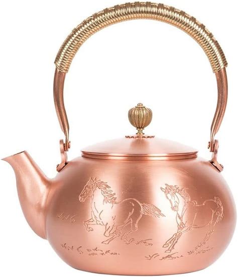 Thick Pure Copper Kettle with Gold Handle 1.2L （40oz）, Pure Copper Tea ...