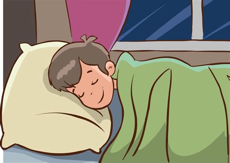 vector illustration   boy sleeping  bed  vector art